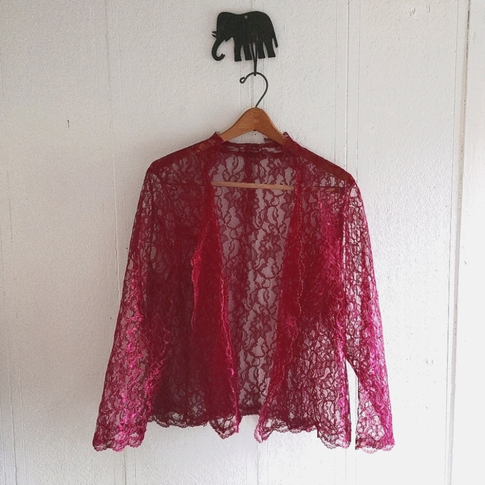 Magenta lace cardigan